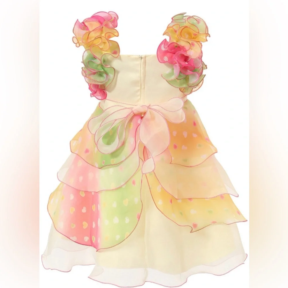 Richie House Girls Multi Layered Pearl & Ruffle Dress